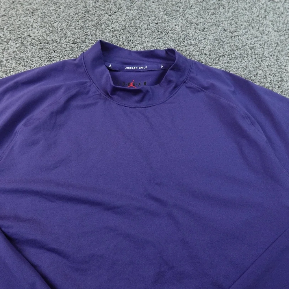 Jordan Shirt Mens XL Purple Dri FIT Golf Mock Neck Long Sleeve Tee Performance